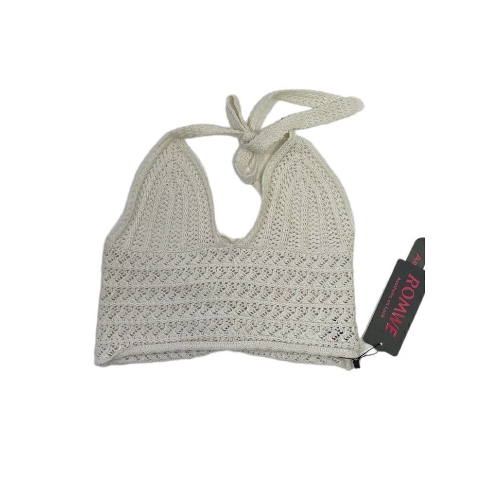 Romwe NWT Ivory Crochet Top Size S